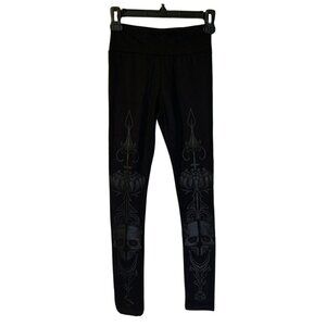Killstar Death Ray Leggings Women's Size XS NEW Black Skulls Cotton Stretch Goth